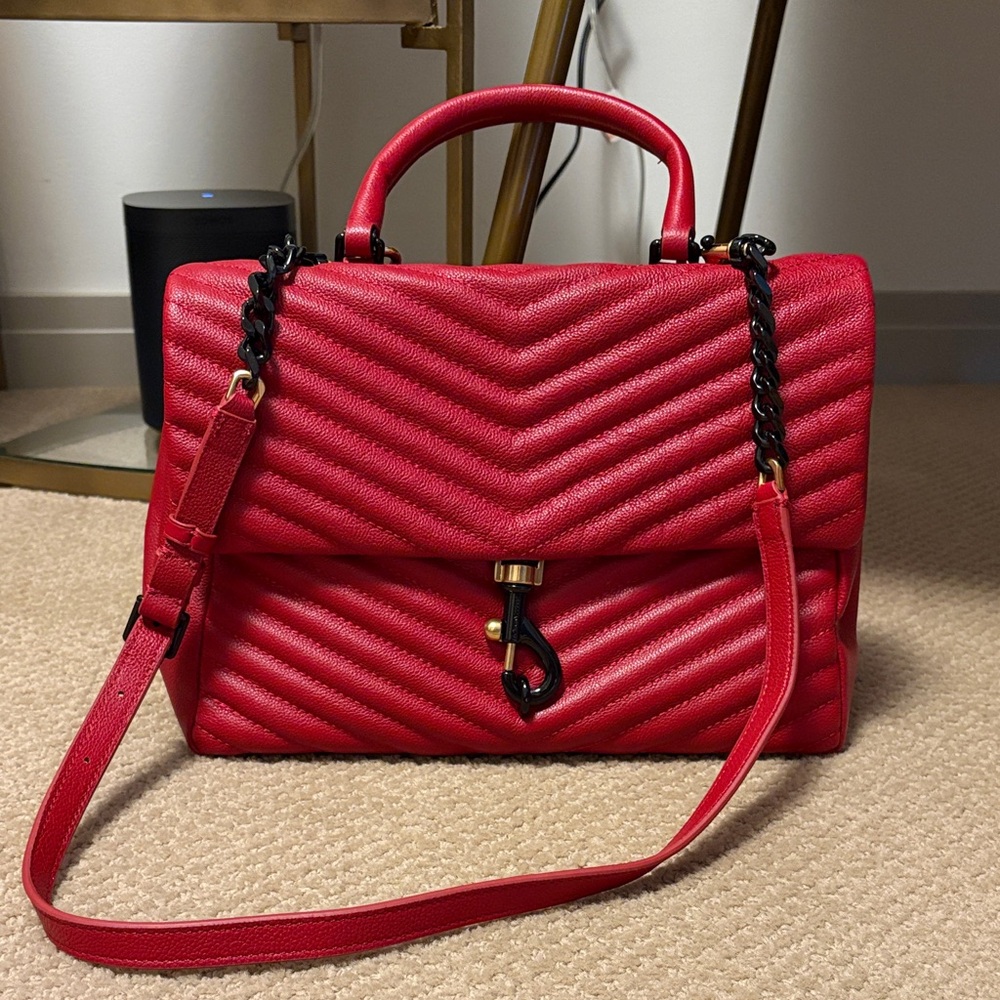 Rebecca Minkoff Red Quilted Satchel with Black Hardware